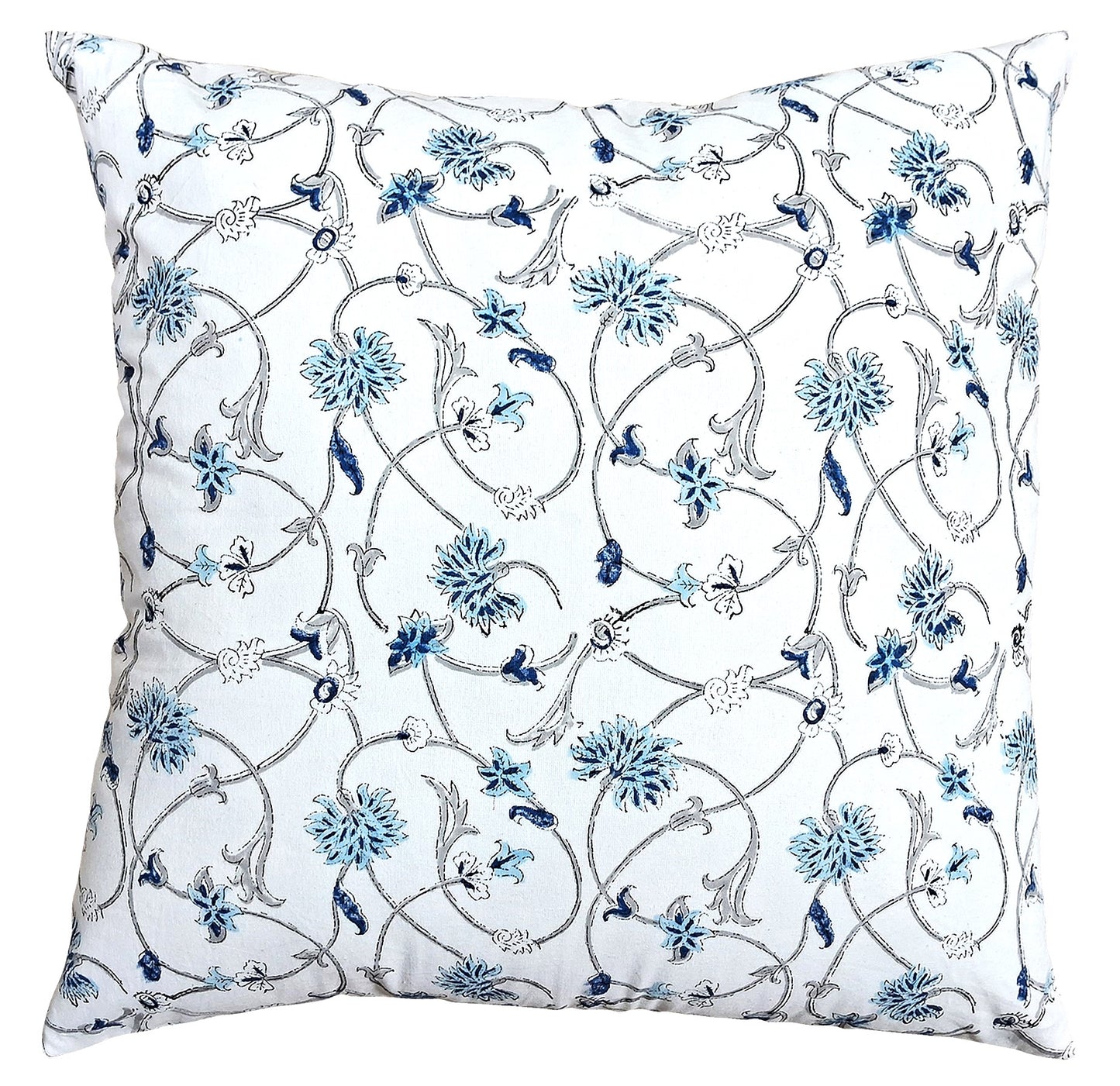 Blue & White Reversible Flower Cushion
