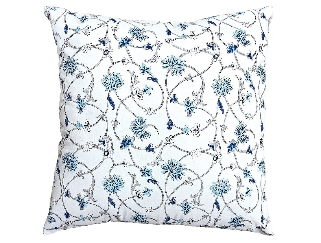 Blue & White Reversible Flower Cushion