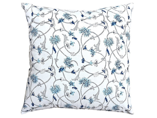 Blue & White Reversible Flower Cushion