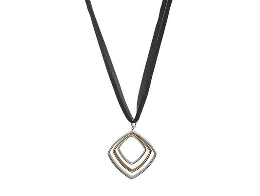 Matt silver & gold with leather cord