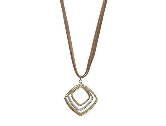 Matt gold & silver with leather cord