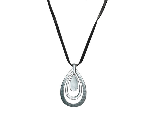 Matt silver with grey plaited leather cord