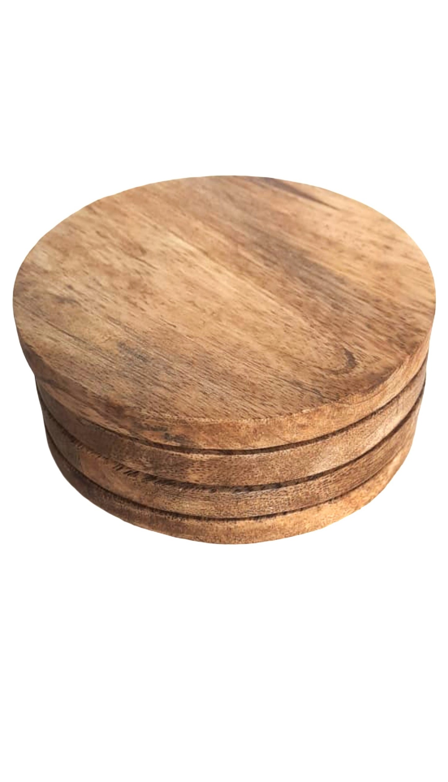 Rustic Round Mango Wood Coasters – Set of 4