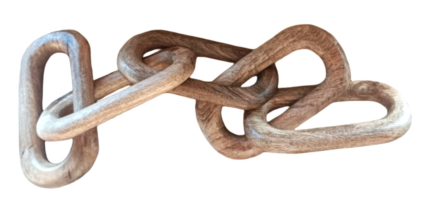 Hand-Carved 5-Link Mango Wood Decorative Chain