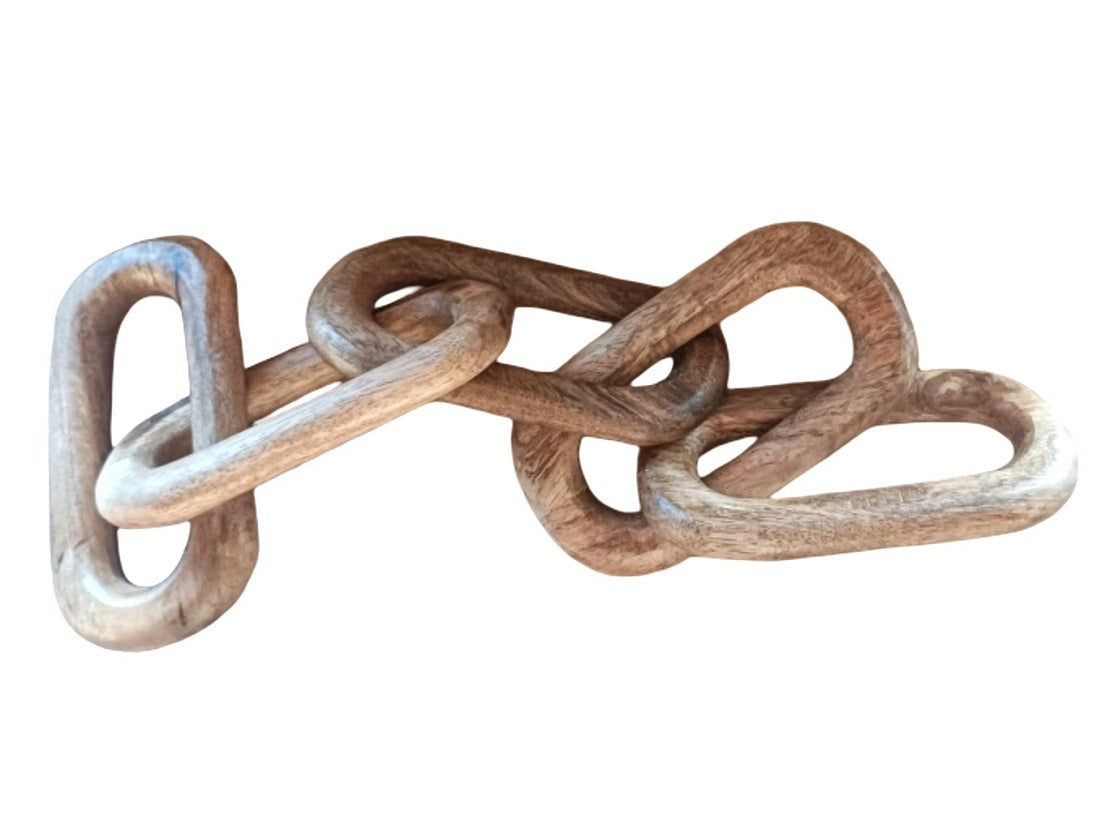 Hand-Carved 5-Link Mango Wood Decorative Chain