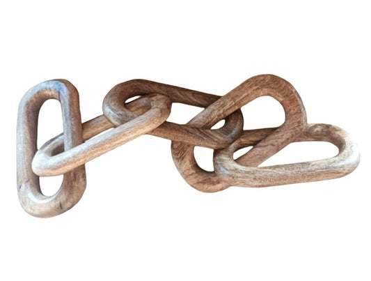 Hand-Carved 5-Link Mango Wood Decorative Chain