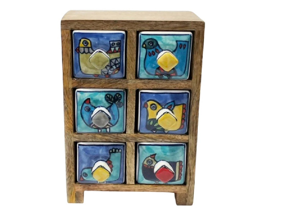 Blue bird design 6 drawer box