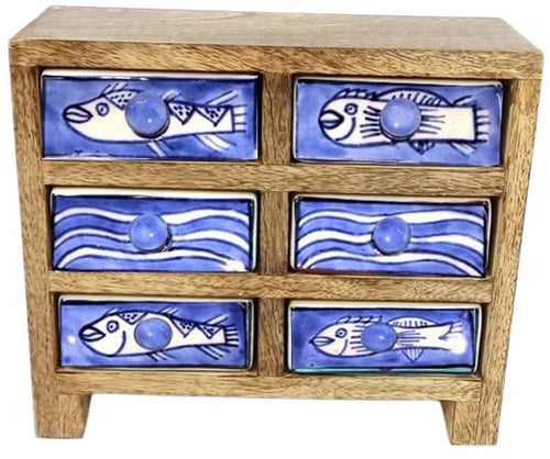 6 drawer fish design box 22cm(W) x 18cm (H) x9cm (D)