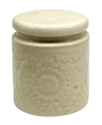 White Embossed Ceramic Jar