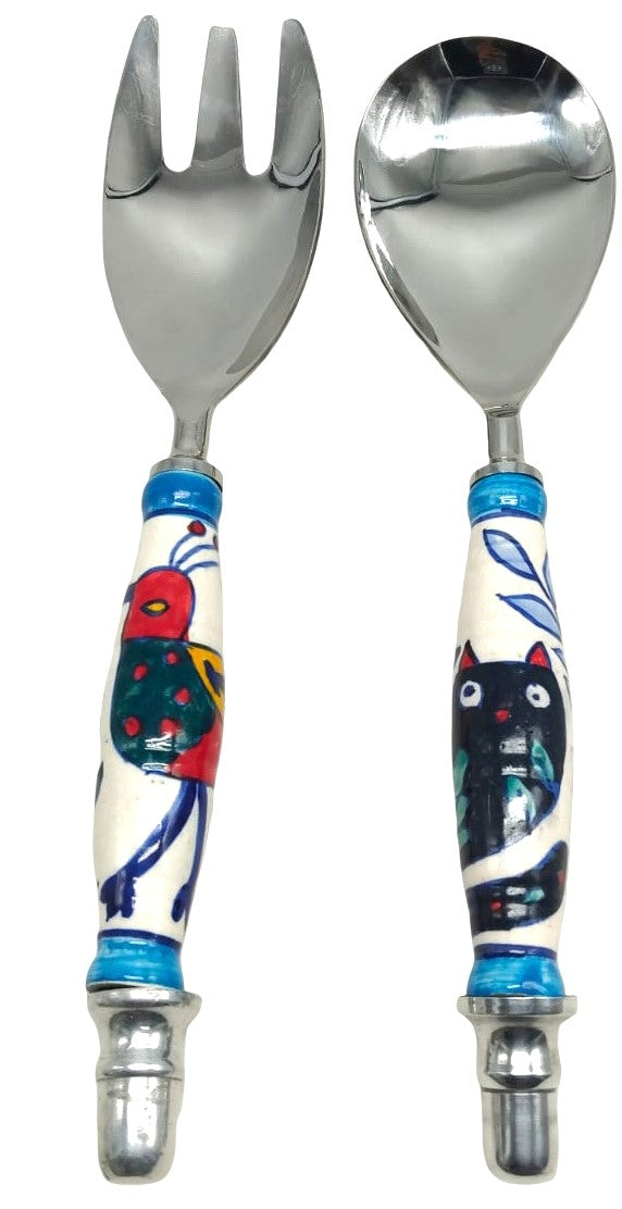 Hand-Painted Menagerie Salad Servers
