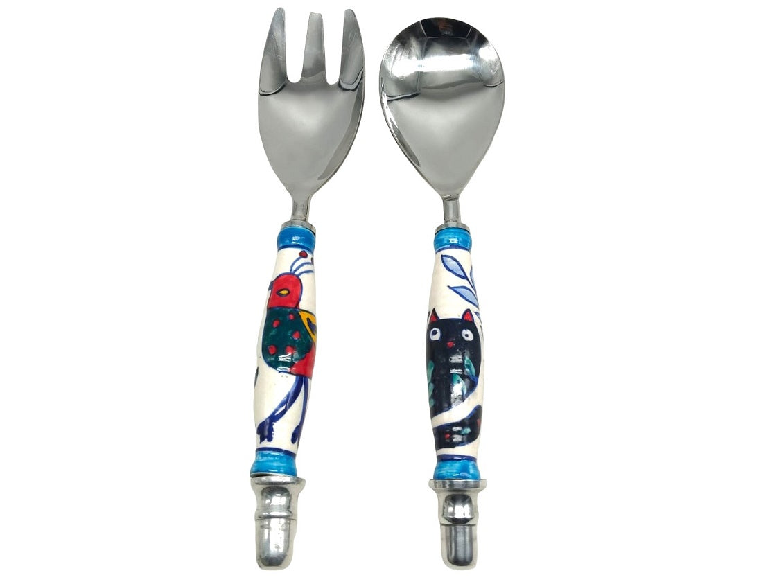 Hand-Painted Menagerie Salad Servers