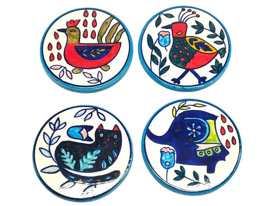 Set of 4 Hand-Painted Menagerie Coasters