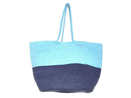 Two Tone Blue Jute Carry Bag