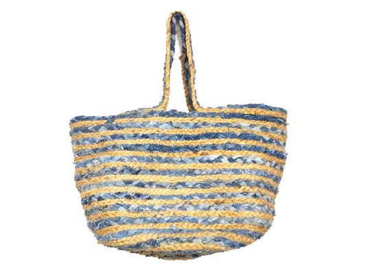 Jute and Denim Woven Carry Bag