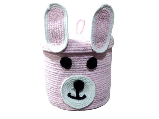 Pink Rabbit Hand-woven Storage Basket
