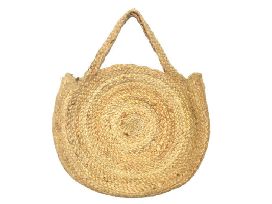 Hand Woven Round Natural Jute Bag