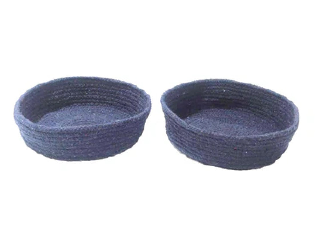 Set of 2 Hand-woven Navy Storage Baskets