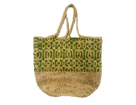 Jute Bag with Lime Green Design