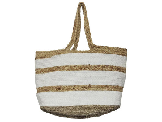 Natural jute and white cotton bag