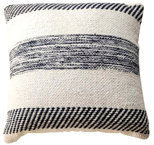Blue/white striped woven cushion cover 45x45 cm