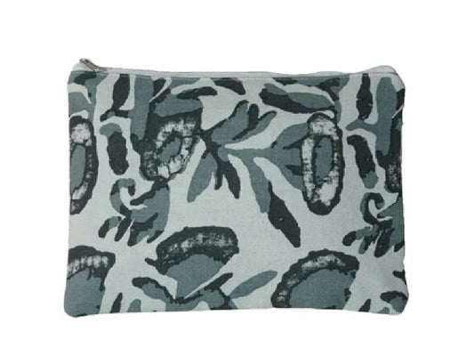Grey and White Cotton Cosmetic Bag