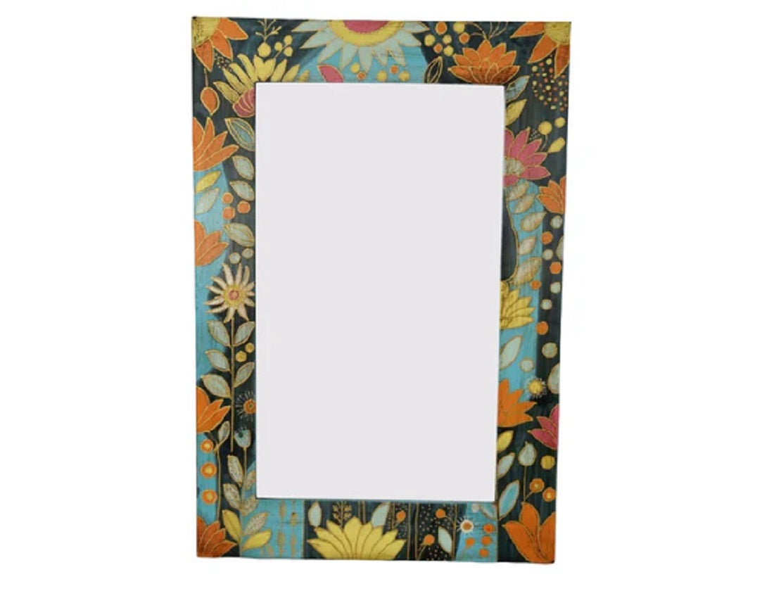 Hand-painted Madhubani Floral Mirror