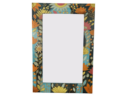 Hand-painted Madhubani Floral Mirror