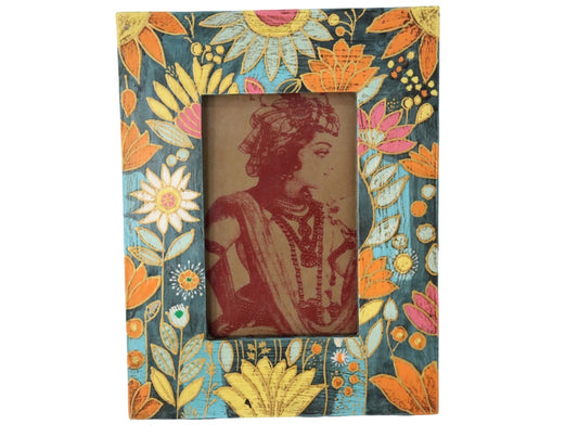 Hand-painted Madhubani Floral Photo Frame