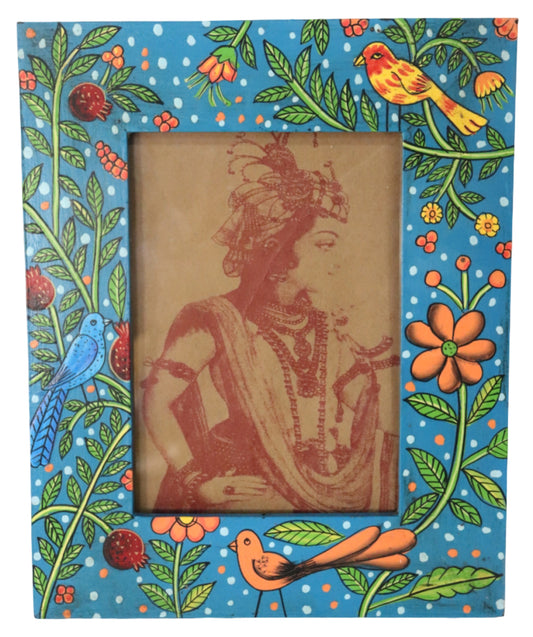 Hand-painted Chitrakar Bird Photo Frame in Blue