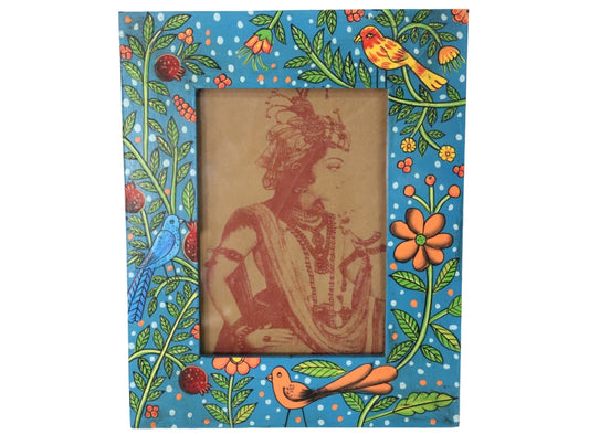 Hand-painted Chitrakar Bird Photo Frame in Blue