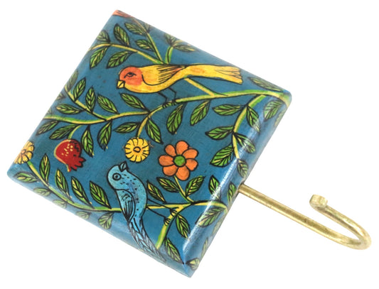 Hand-painted Chitrakar Bird Wall Hook in Blue