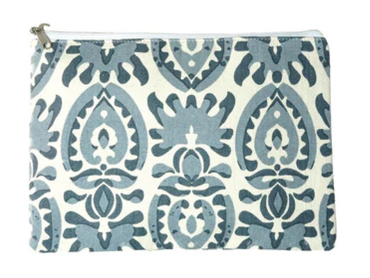 Cotton Cosmetic Pouch with Grey Pattern