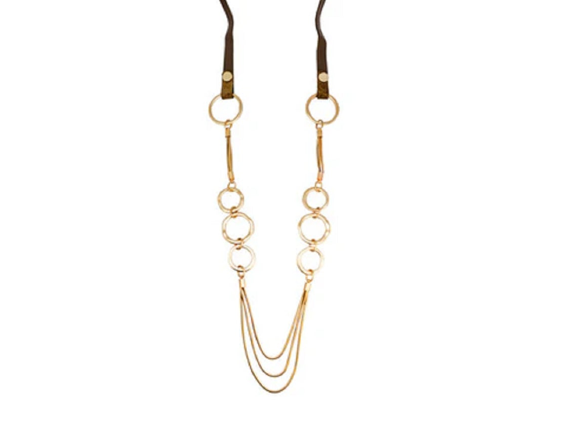 Matt Gold Necklace on Leather