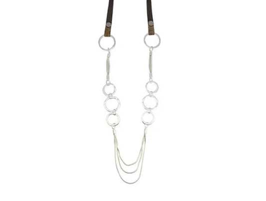 Matt Silver Chain Necklace on Leather