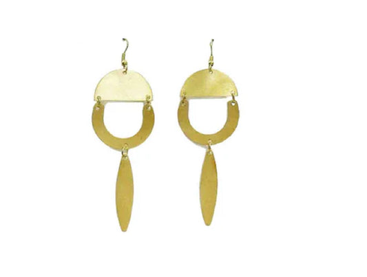 Matt Brass Earring Single Hanging