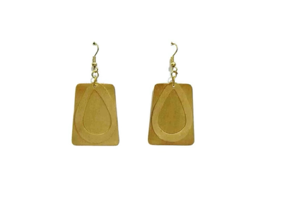 Square Matt brass Earrings