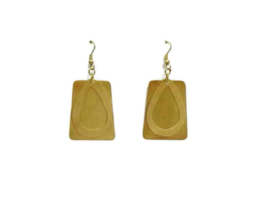 Square Matt brass Earrings
