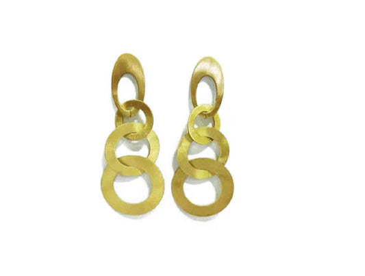 Brass Triple Circle Earrings