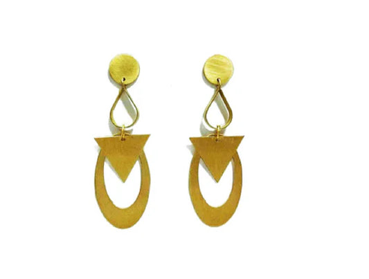 Brass Earrings with Triangle Design