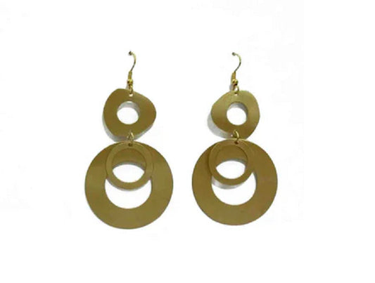 Twin circle Matt brass Earrings