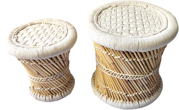 Marais Woven Cane Mudda Stool Set