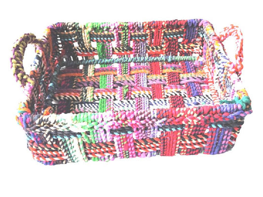 Large Chindi Hand-woven Rectangular Basket