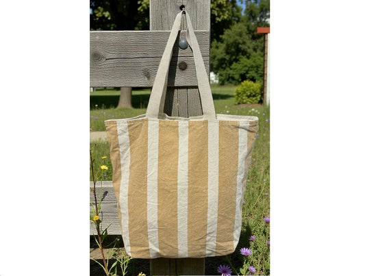 Sienna Striped Canvas Market Tote