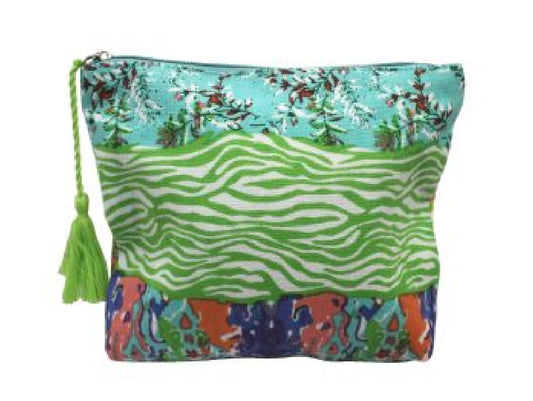 Cotton Cosmetic Pouch with Zebra Pattern