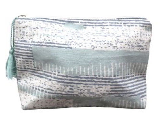 Cotton Cosmetic Pouch Blue striped