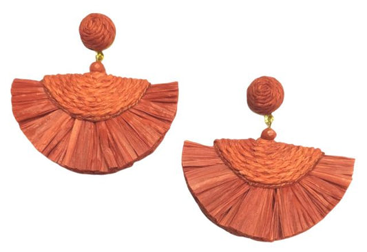 Rusty Orange Raffia Earrings