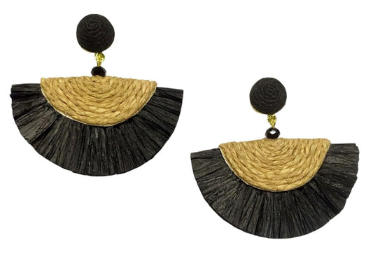 Black Raffia Earrings