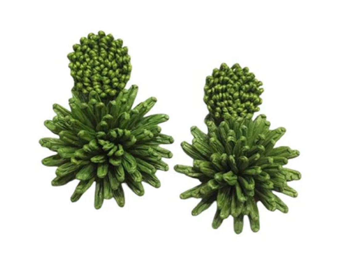 Sage Raffia Floral Earrings