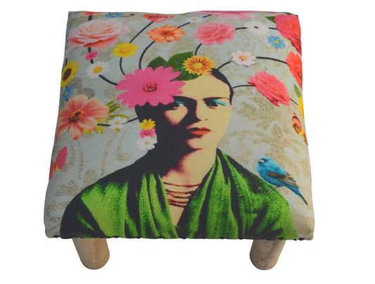 Grey floral stool