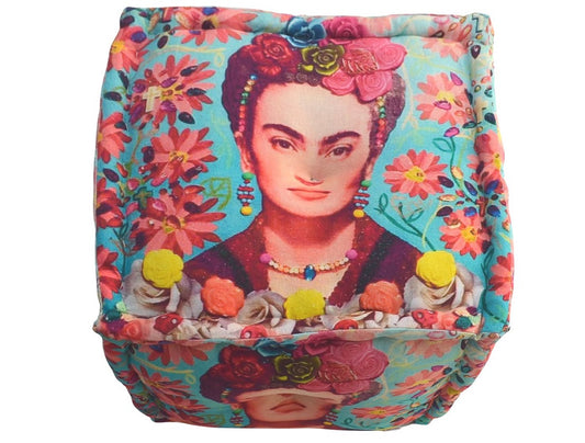 Blue floral Frida pouf